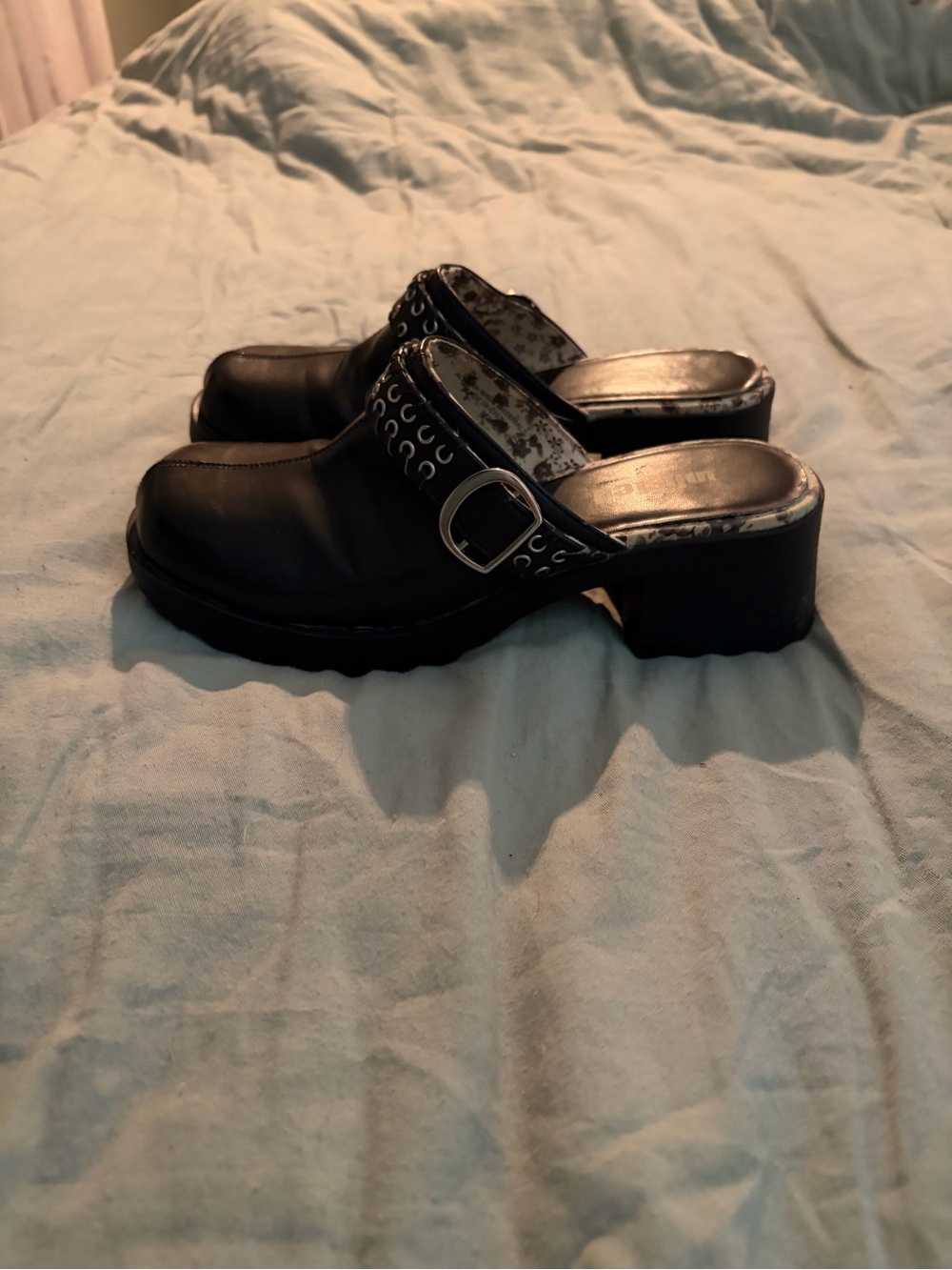 Unlisted Black Buckle Slip-On Mule Clogs
